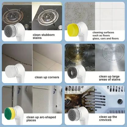 Ultimate 5-In-1 Multifunctional Electric Cleaning Scrubber - 5 Replaceable Brush Heads, USB Rechargeable, Portable Spin Cleaner for Kitchen/Bathroom/Window/Sink/Dish
