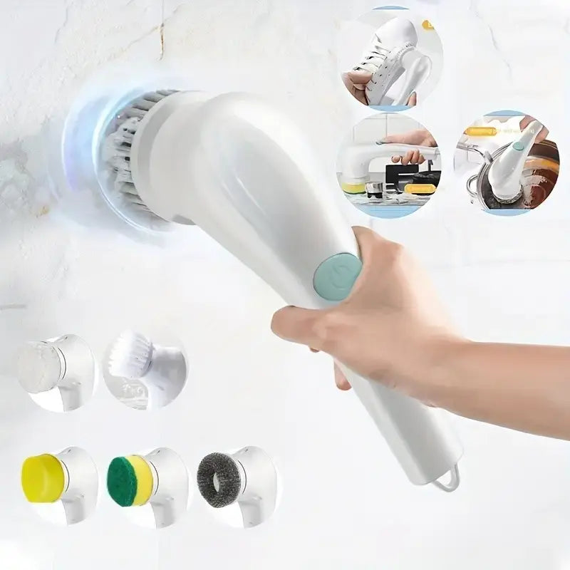 Ultimate 5-In-1 Multifunctional Electric Cleaning Scrubber - 5 Replaceable Brush Heads, USB Rechargeable, Portable Spin Cleaner for Kitchen/Bathroom/Window/Sink/Dish