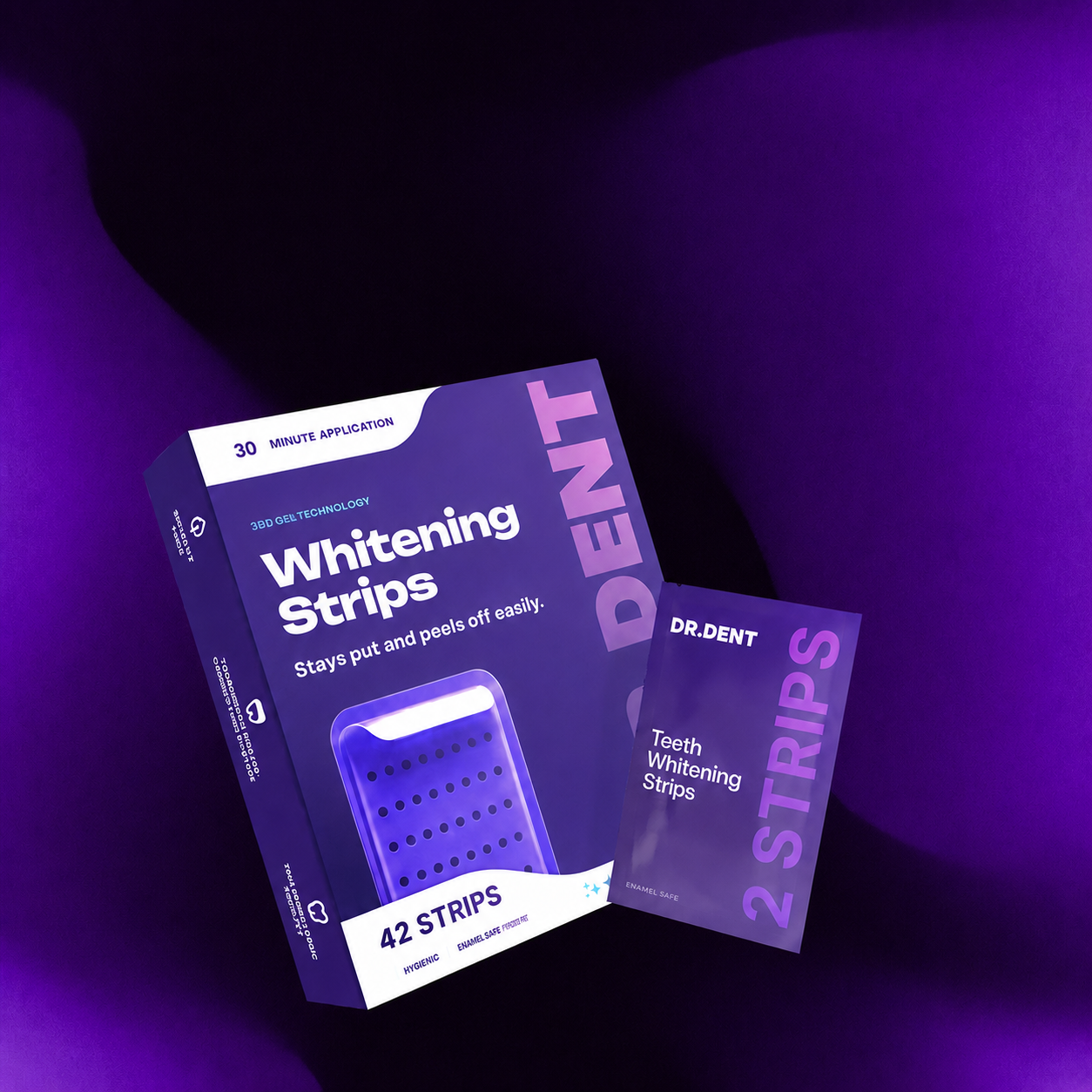 Purple Teeth Whitening Strips Enamel safe and Peroxide Free