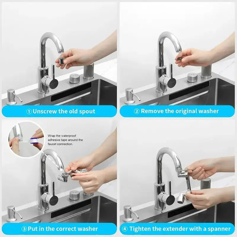 Metal Faucet Extender for Sinks 1080° Rotation Brass Aerator Extension Adjustable Sink Faucet Extension for Kitchens & Bathrooms