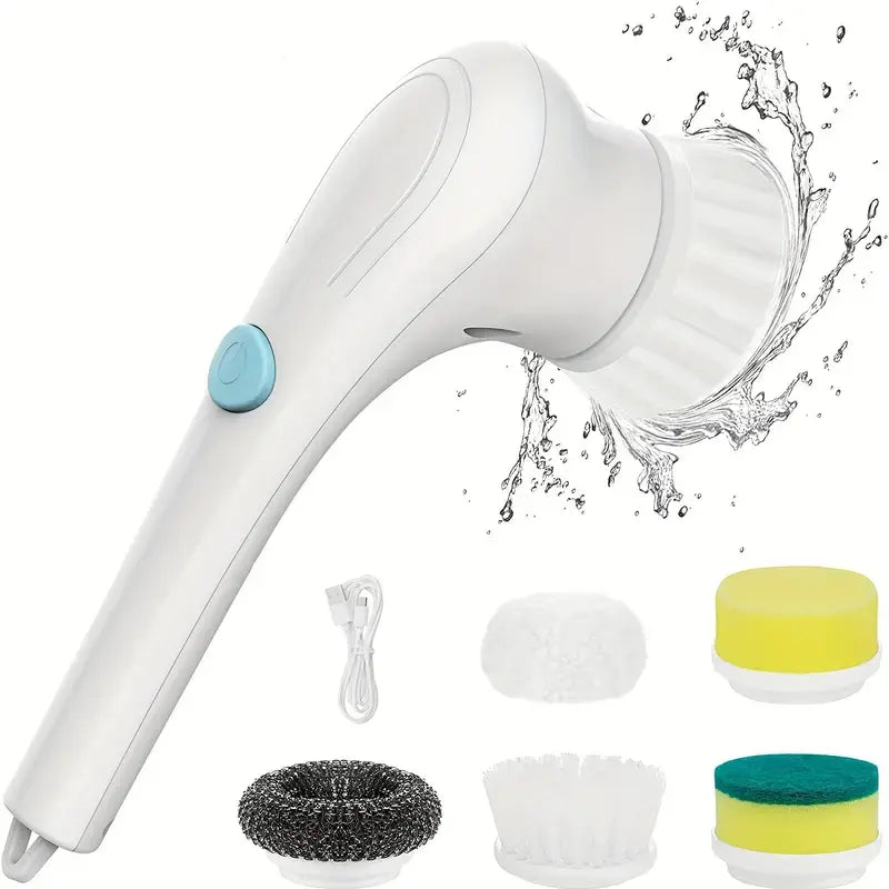 Ultimate 5-In-1 Multifunctional Electric Cleaning Scrubber - 5 Replaceable Brush Heads, USB Rechargeable, Portable Spin Cleaner for Kitchen/Bathroom/Window/Sink/Dish